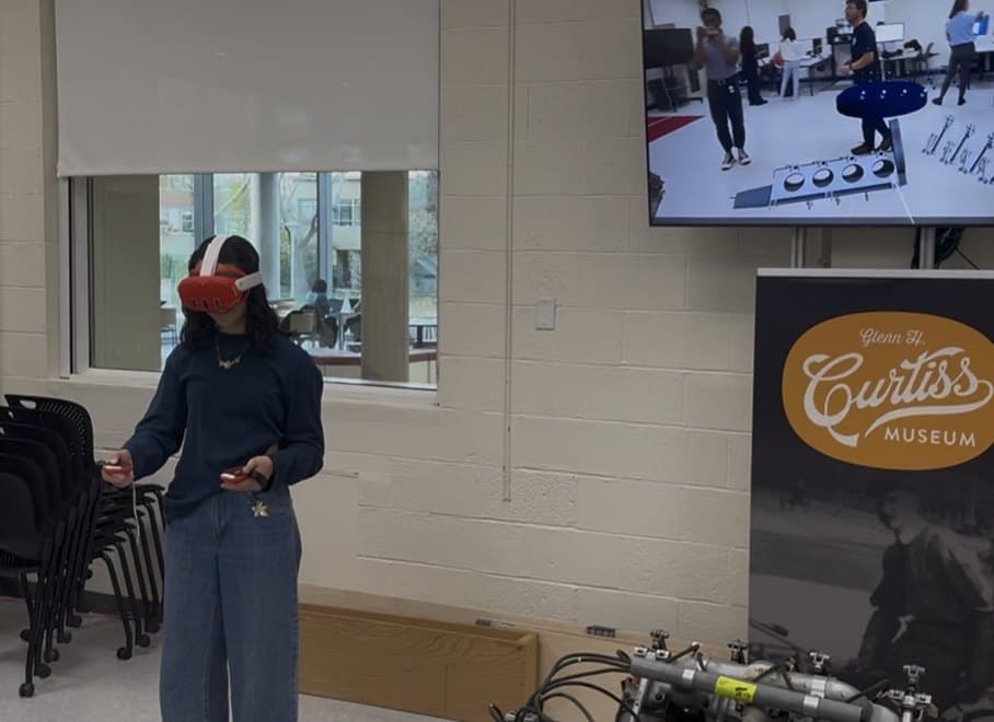 Figure 4: The AR experience in use — the reconstructed engine explored in headset.