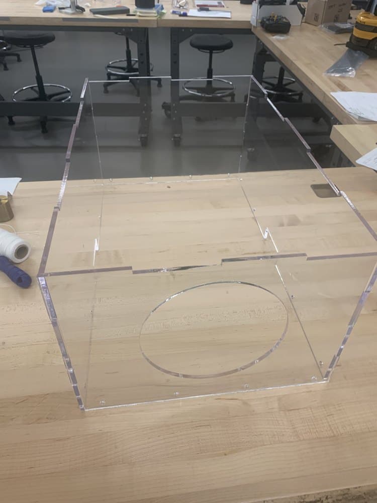 Figure 9: The fabricated acrylic shield that isolates the sensor from flow disturbance.